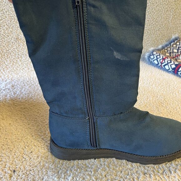 Muk Luks  Mid-Calf Boots Womens 7 Blue Fair Isle Reversible Sleeves To Fur - Picture 6 of 16